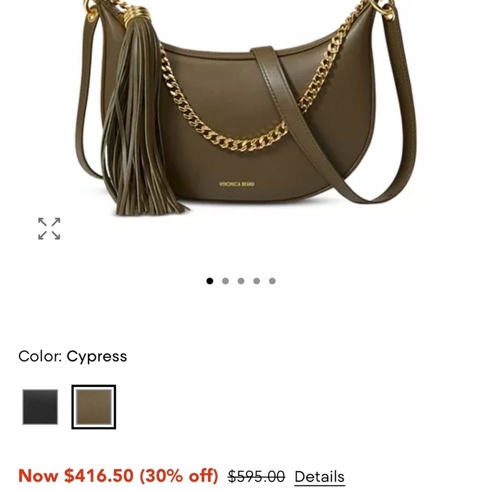 Veronica Beard Cypress Leather Shoulder Bag with Gold Chain